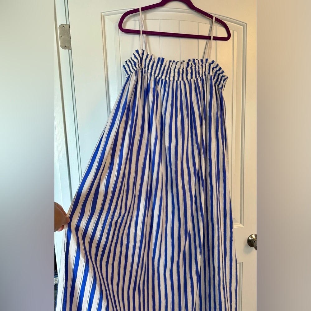 Madewell Blue & White Vertical-Stripe Spaghetti Strap Maxi Dress - Picture 5 of 11